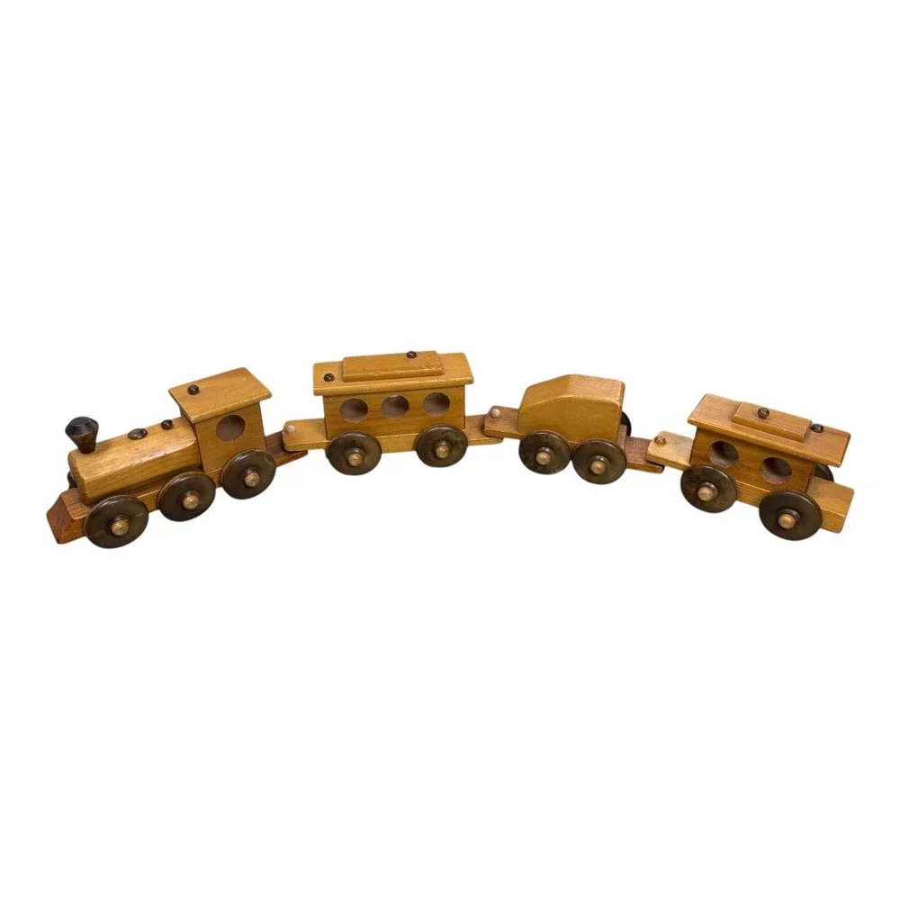 Vintage‎ Wooden Steam Locomotive & Cars Train Set -Hand Crafted